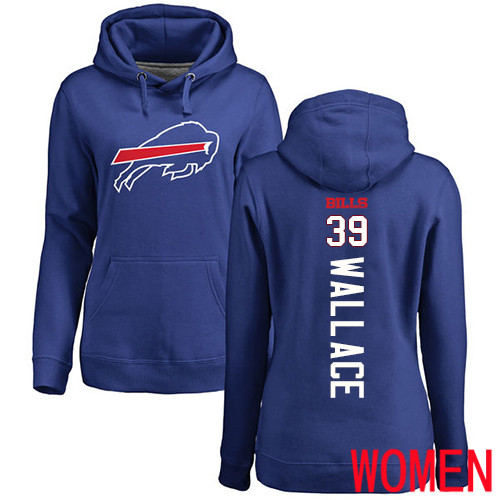 NFL Women Buffalo Bills #39 Levi Wallace Royal Blue Backer Pullover Hoodie Sweatshirt
